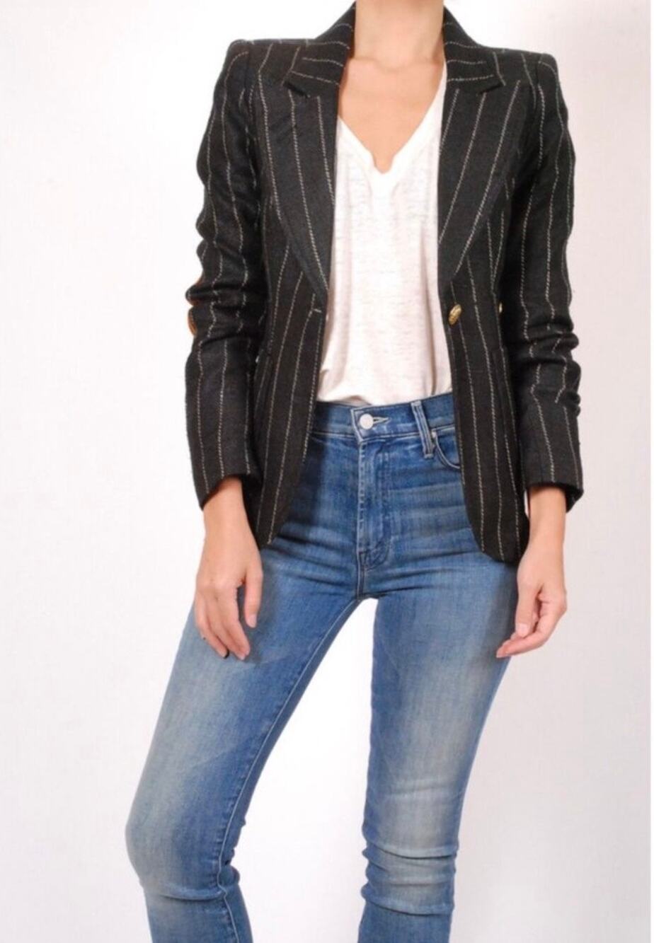 Smythe Women's Black Patch Pocket Duchess Linen Blazer Size 4 - Picture 1 of 11
